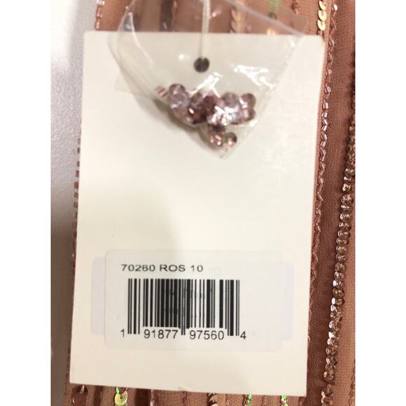 Mac Duggal 70260 Dress Floral Beadwork Sleeveless Midi Sheath Rose Pink NWT 10 - Picture 5 of 8